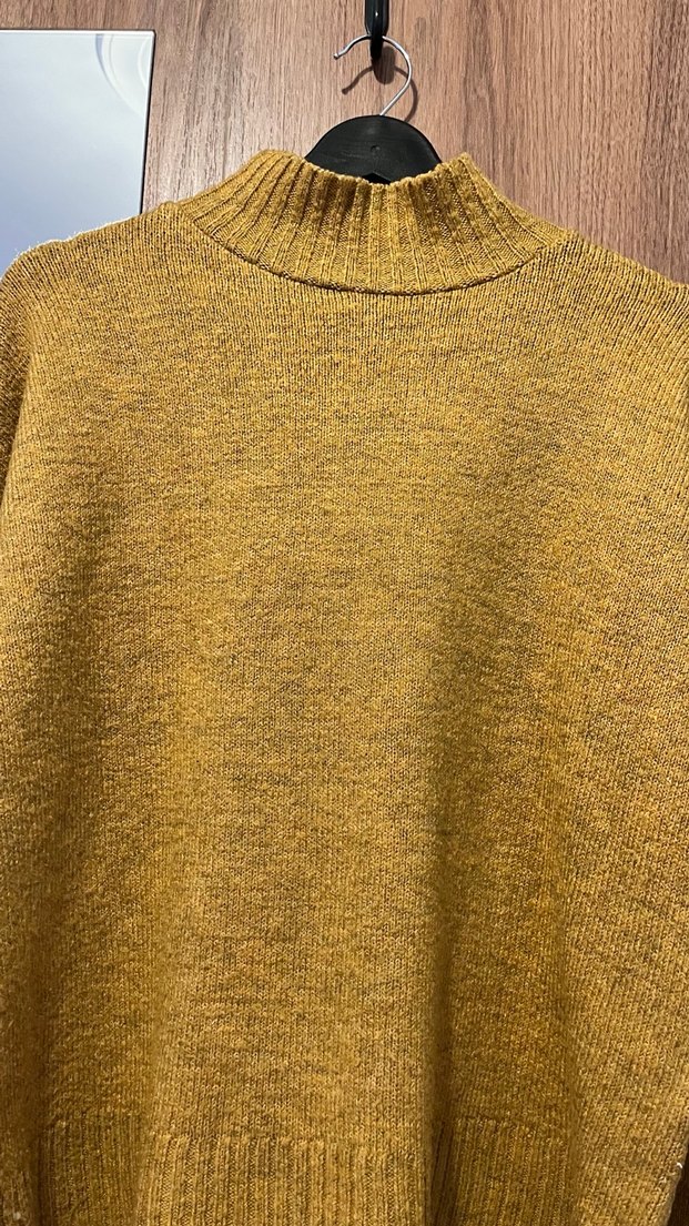 Sarı Boğazlı Örgü Kadın Kazak - Görsel 2