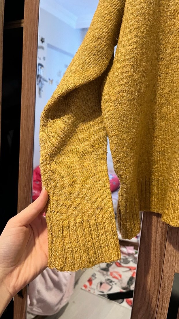 Sarı Boğazlı Örgü Kadın Kazak - Görsel 4