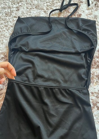 Siyah V Yaka Mini Payetli Abiye Elbise - Görsel 5