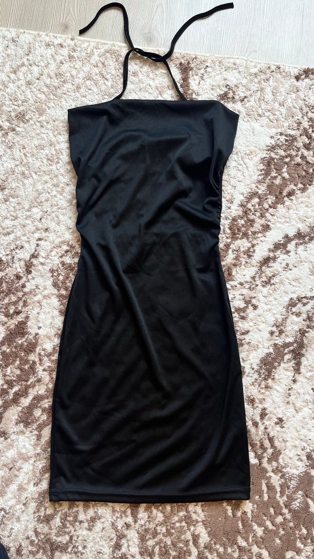 Siyah V Yaka Mini Payetli Abiye Elbise - Görsel 4