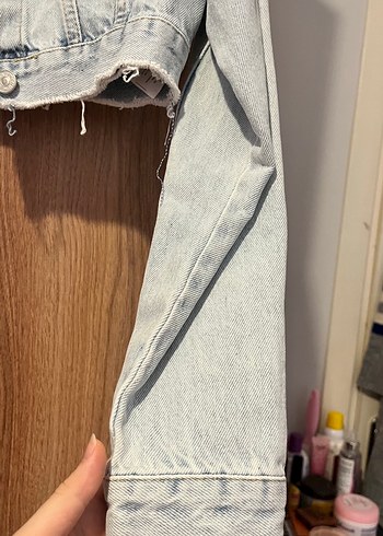 s Beden mavi Renk Buz mavisi Kadın Crop Denim Ceket