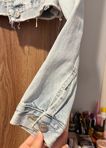 Dilvin Buz mavisi Kadın Crop Denim Ceket