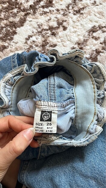xs Beden Beli lastikli kot mom jean ????