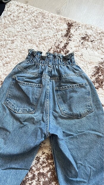xs Beden mavi Renk Beli lastikli kot mom jean ????