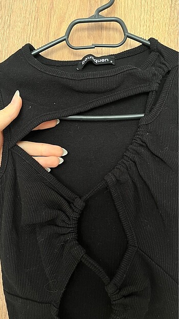 s Beden siyah Renk Ön detaylı siyah crop