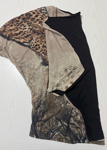 Kahverengi Leopar Desenli Bohem Bluz - Görsel 2