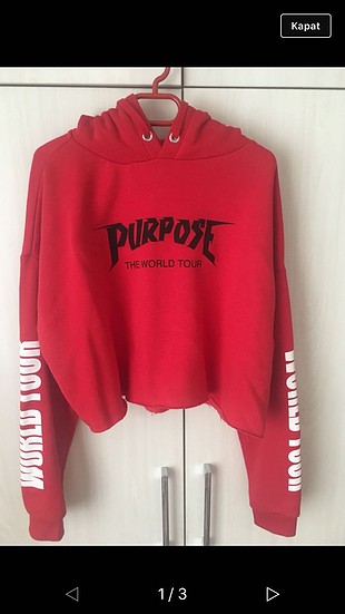 H&M Kırmızı kısa sweat