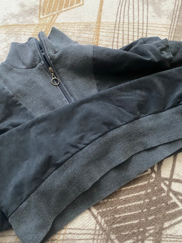 Yarım Fermuarlı Gri Sweatshirt - Görsel 5