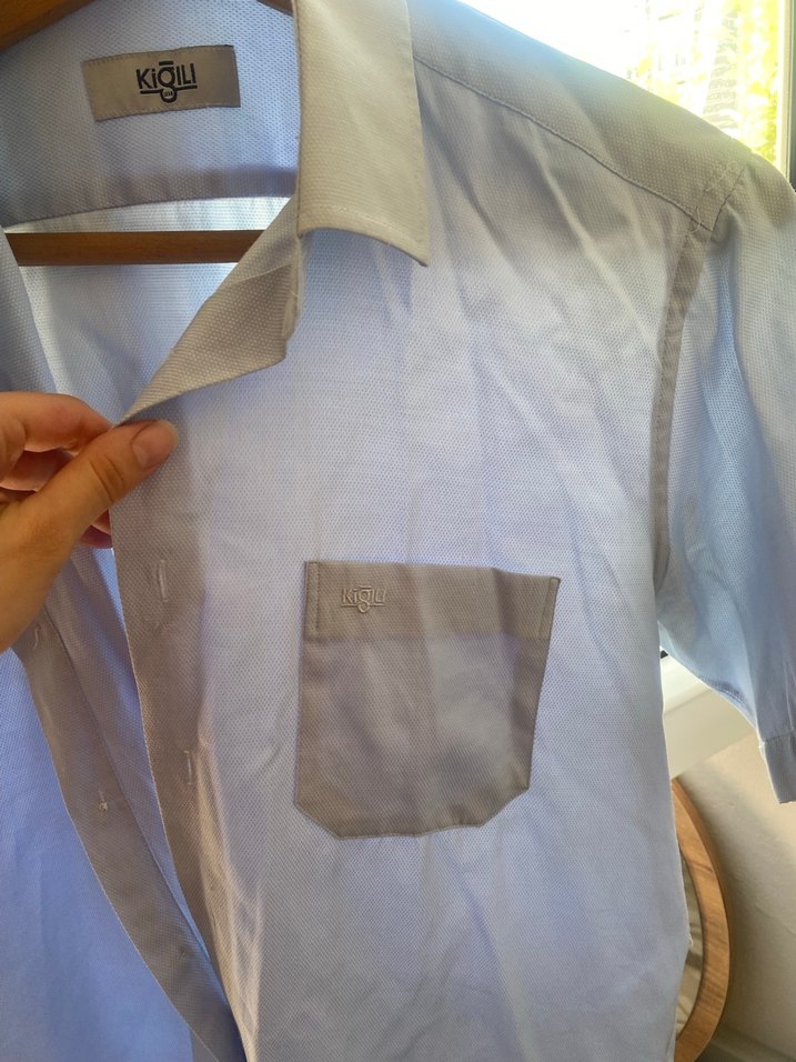 Beyaz Keten Kısa Kollu Erkek Gömlek - Görsel 3