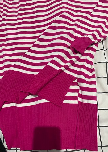 Pembe Çizgili Örme Kadın Kazak - Görsel 2