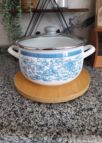 Mavi Desenli Emaye Tencere Kapaklı - Görsel 5