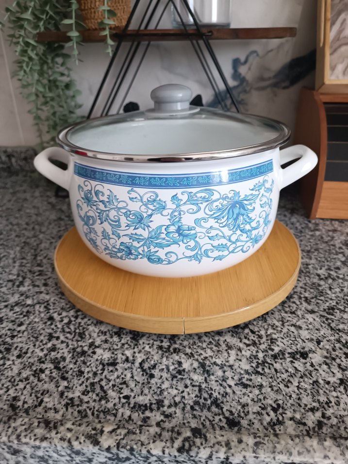 Mavi Desenli Emaye Tencere Kapaklı - Görsel 5