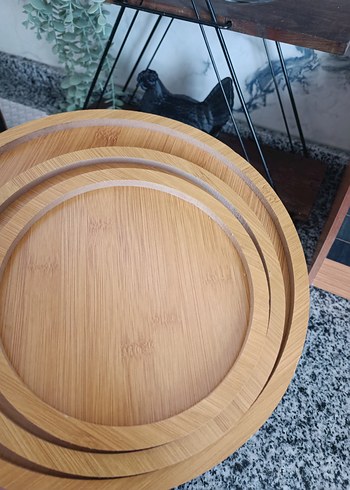Bambu Yuvarlak Servis Tabağı Seti - Görsel 2