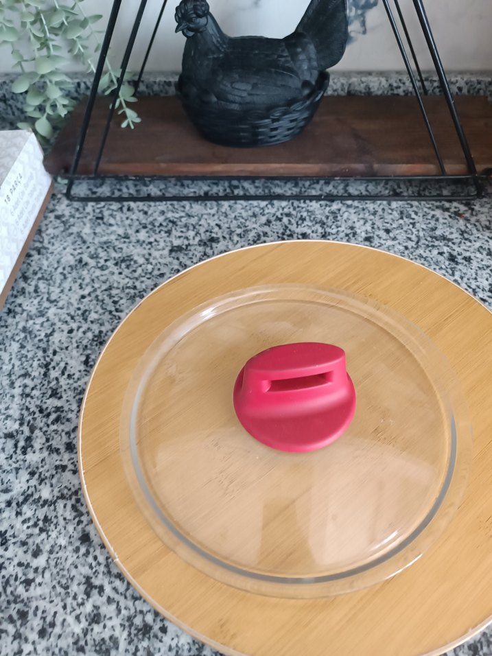 Kırmızı Saplı Cam tencetre kapagk - Görsel 3