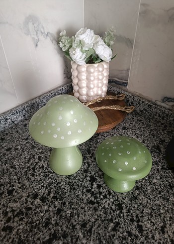 Yeşil Pastel Renkli Mantar Figürleri - Görsel 6