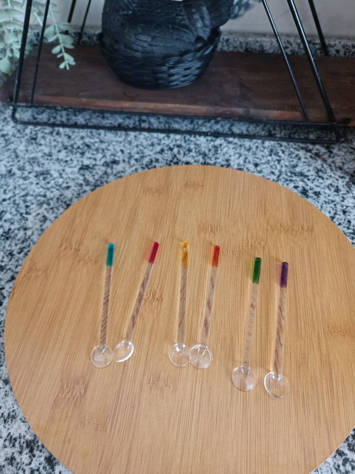 Renkli Uçlu Cam Karıştırıcı Kaşık Seti - Görsel 5