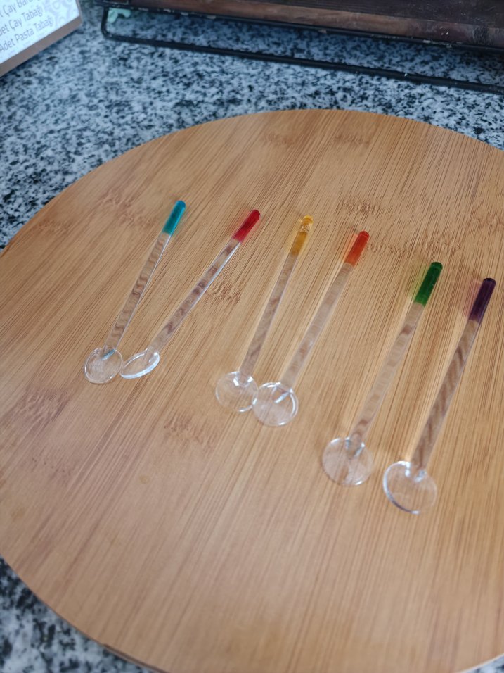 Renkli Uçlu Cam Karıştırıcı Kaşık Seti - Görsel 4