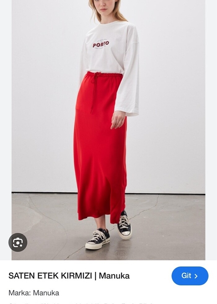 Kırmızı saten etek - Görsel 2