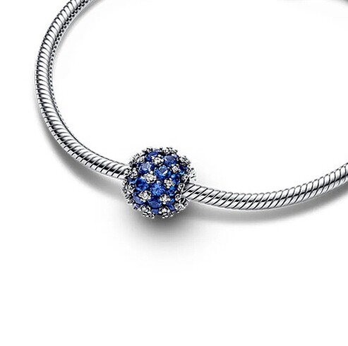 Pandora Işıltılı Pave Yuvarlak Mavi Charm