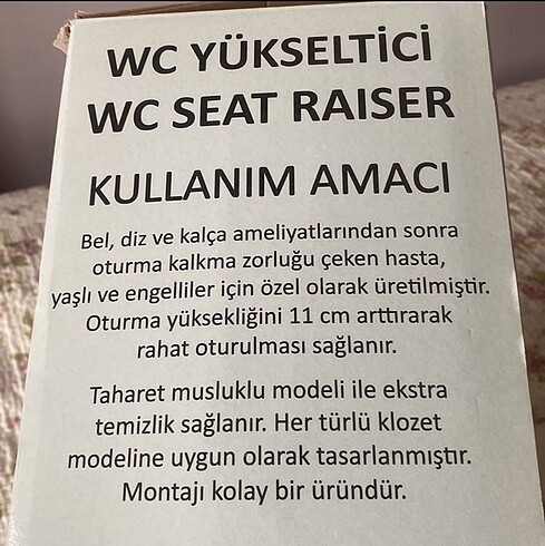  Beden Renk Klozet yükseltici