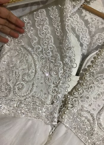 Vintage Dantel Detaylı Uzun Kollu helenistik Gelinlik - Görsel 5