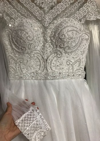 Vintage Dantel Detaylı Uzun Kollu helenistik Gelinlik - Görsel 7