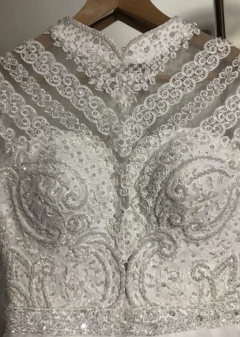 Vintage Dantel Detaylı Uzun Kollu helenistik Gelinlik - Görsel 4