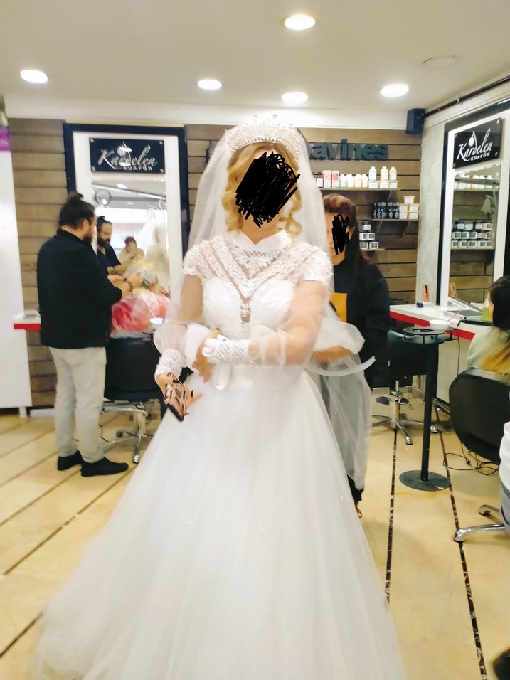 Vintage Dantel Detaylı Uzun Kollu helenistik Gelinlik - Görsel 3