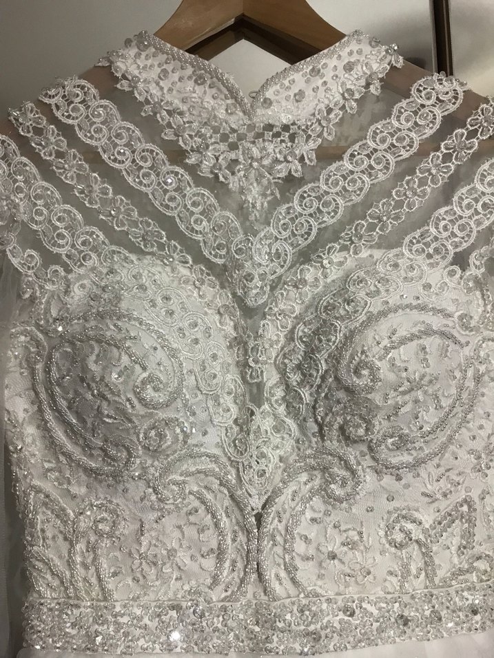 Vintage Dantel Detaylı Uzun Kollu helenistik Gelinlik - Görsel 4