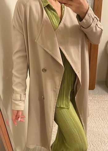 Bej Midi Kadın Trençkot - Görsel 4