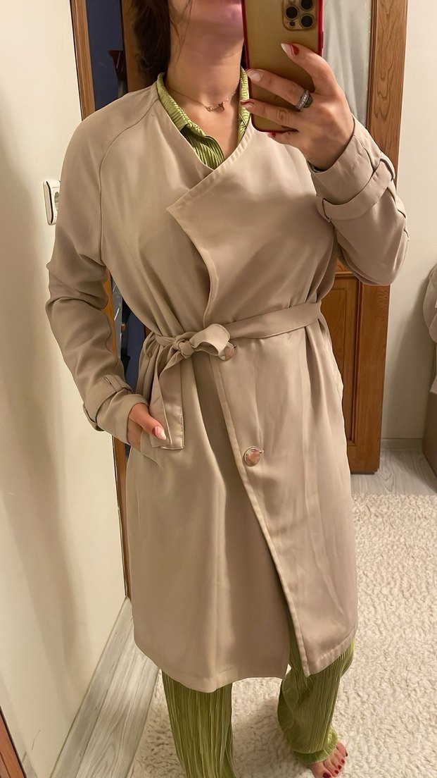 Bej Midi Kadın Trençkot - Görsel 3