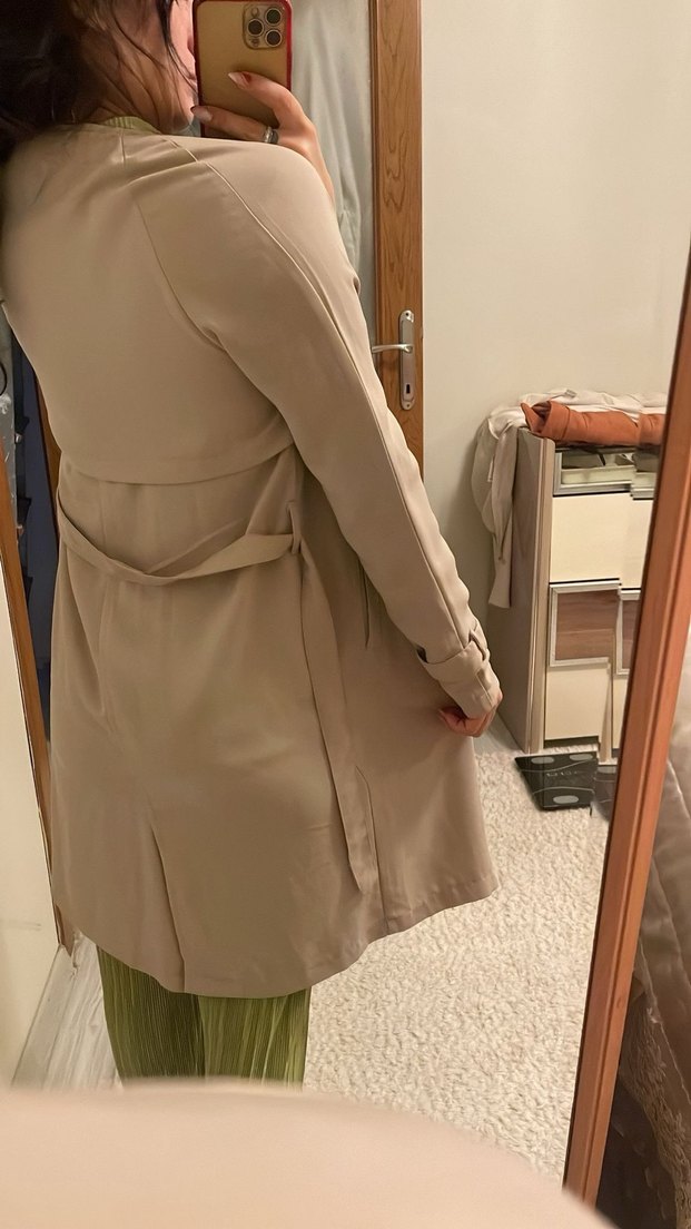 Bej Midi Kadın Trençkot - Görsel 5