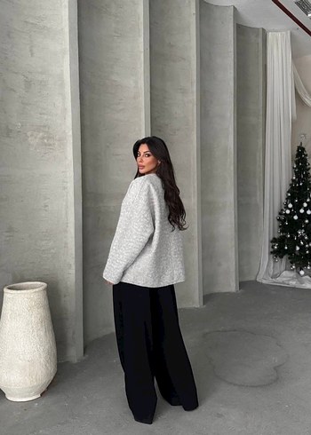 Gri Bordo Bağlama Detaylı Hırka - Görsel 2