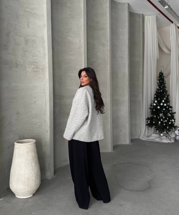 Gri Bordo Bağlama Detaylı Hırka - Görsel 2