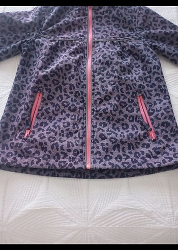 Kız Çocuk Mor Desenli Fermuarlı Mont - Görsel 2