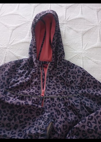 Kız Çocuk Mor Desenli Fermuarlı Mont - Görsel 4