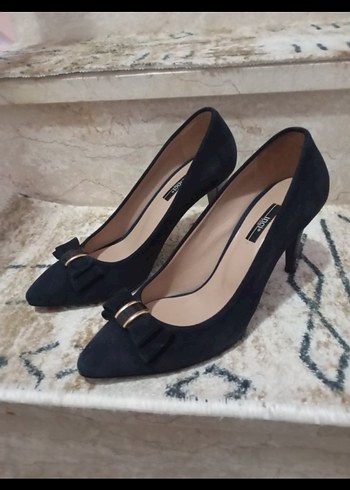 Kadın Koyu Mavi Süet Stiletto - Görsel 2