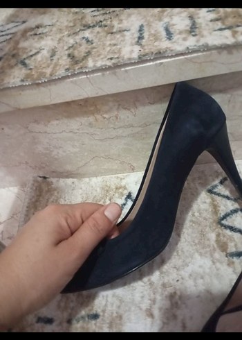 Kadın Koyu Mavi Süet Stiletto - Görsel 3