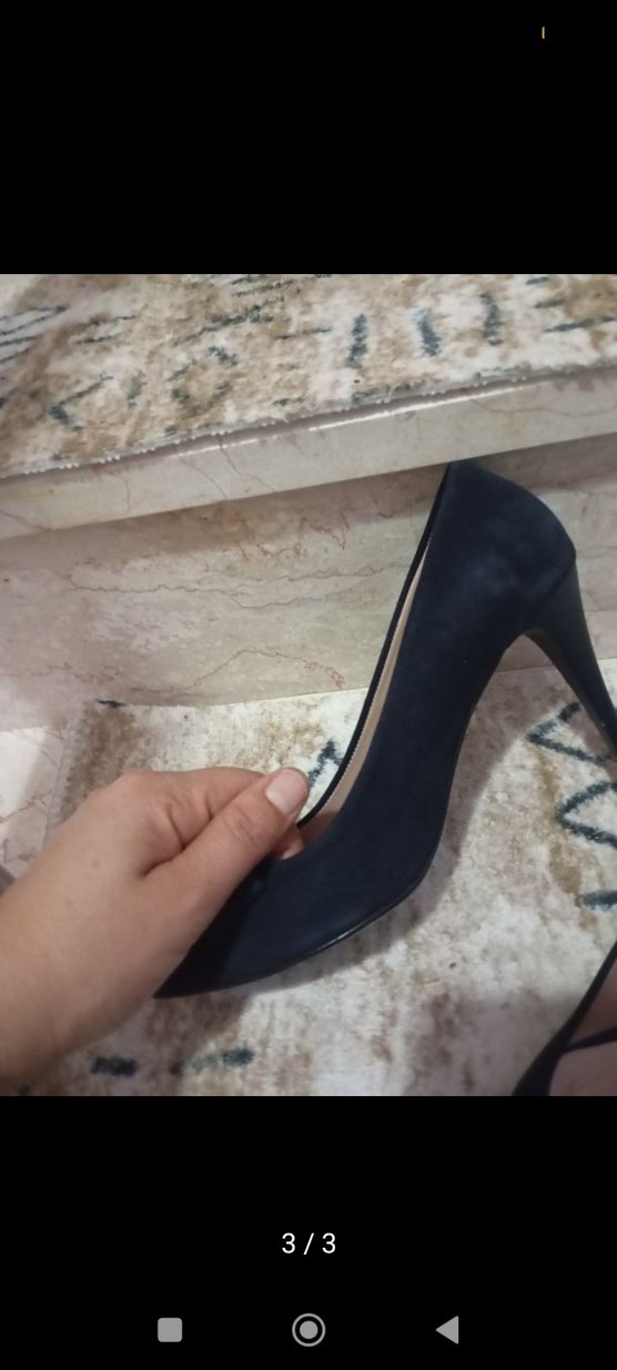 Kadın Koyu Mavi Süet Stiletto - Görsel 3