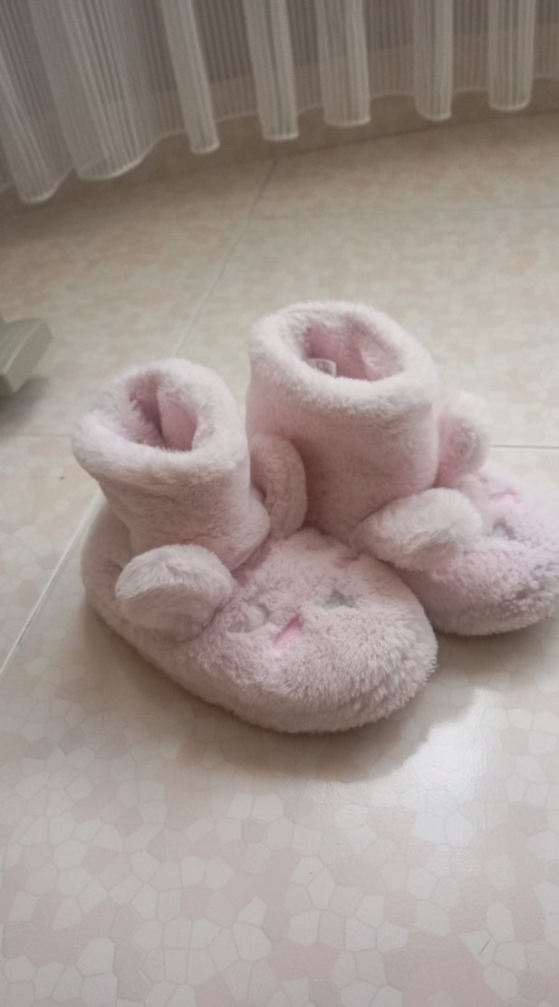 Kızlar için Pembe Sıcak Peluş Terlik - Görsel 3