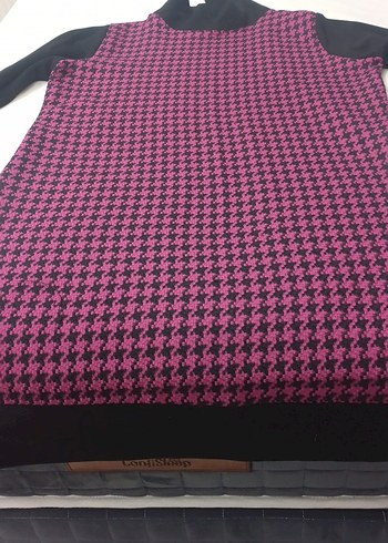 fuşya Yüksek Yakalı Kadın Triko tunik - Görsel 2