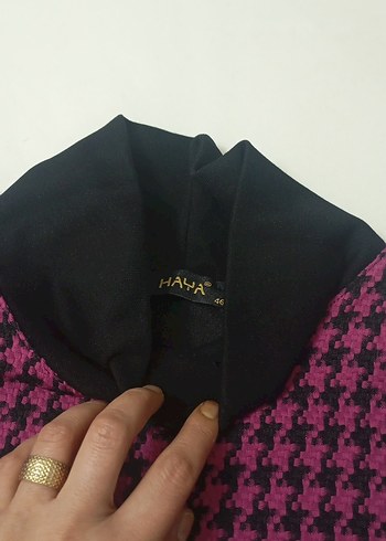 fuşya Yüksek Yakalı Kadın Triko tunik - Görsel 3