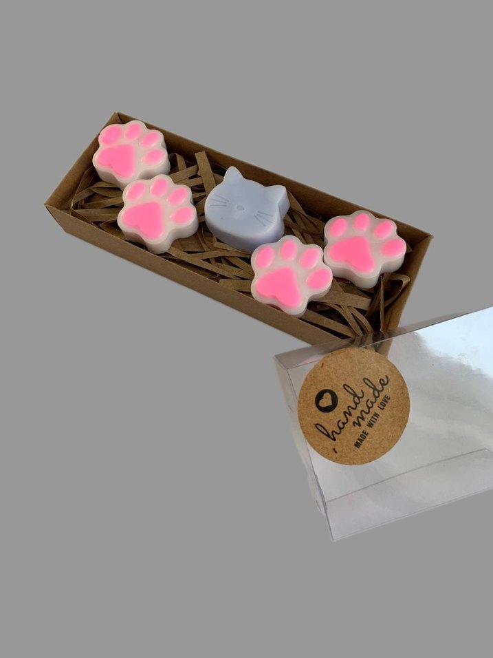 Kedi ve Pati Şekilli Kokulu Sabun Seti - Görsel 2