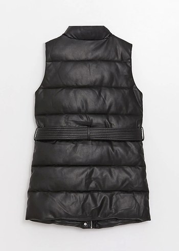 Kemer Detaylı Deri Kadın Şişme Yelek - Görsel 8