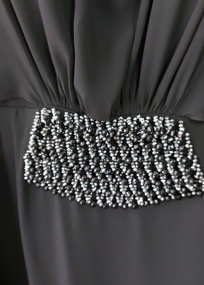 Siyah şifon uzun abiye - Görsel 2