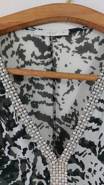 Zebra desen şifon abiye üst - Görsel 5