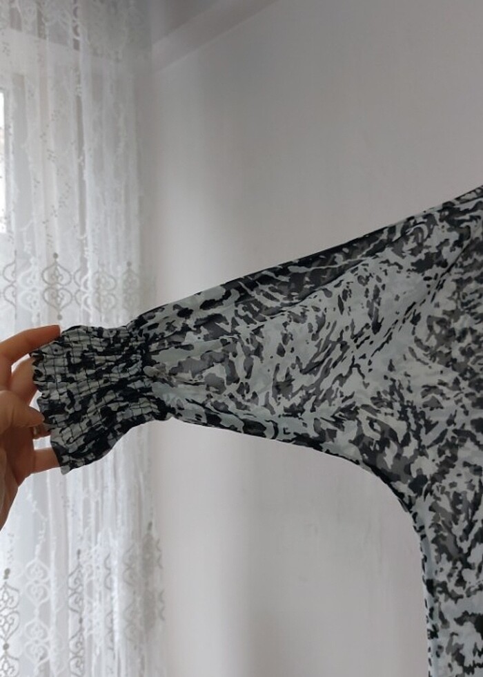 Zebra desen şifon abiye üst - Görsel 3