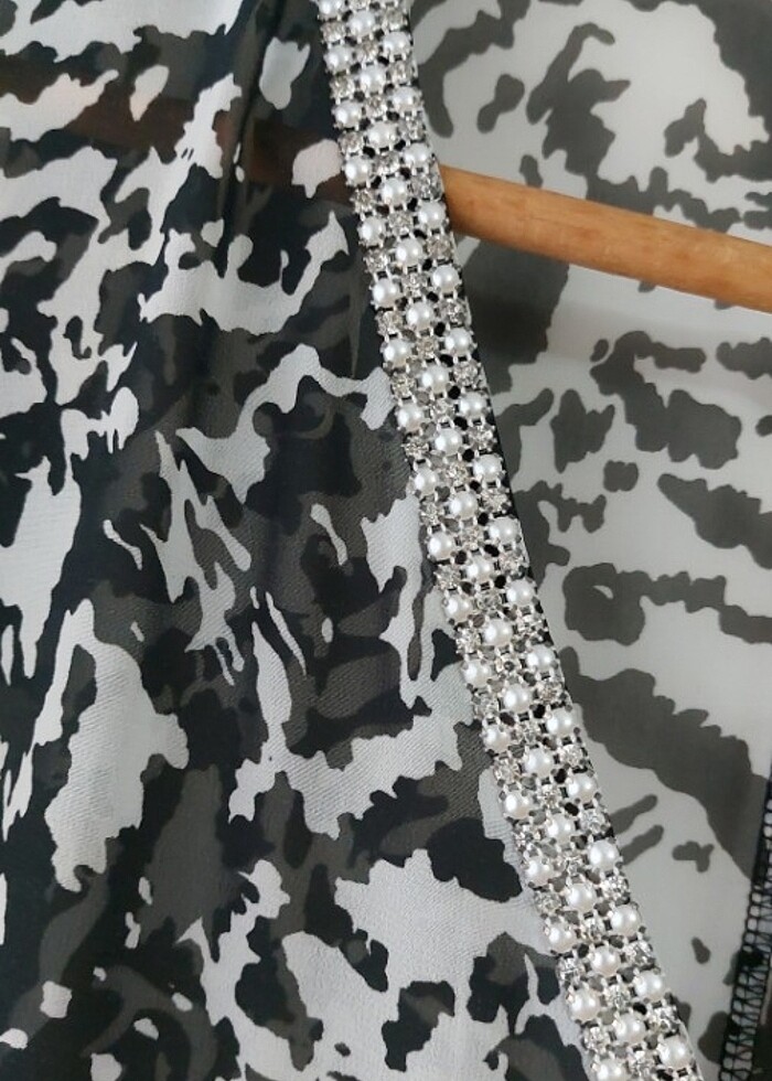 Zebra desen şifon abiye üst - Görsel 4