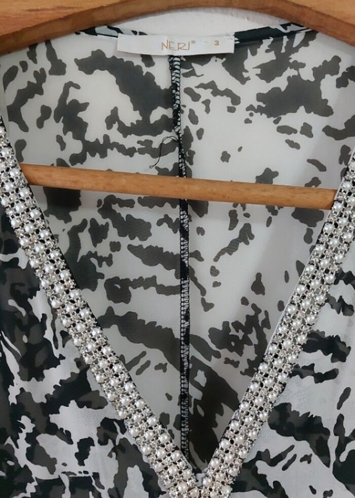 Zebra desen şifon abiye üst - Görsel 5