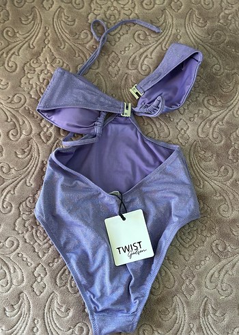 Mor Strappy Bohem Midi Kadın Mayo - Görsel 2